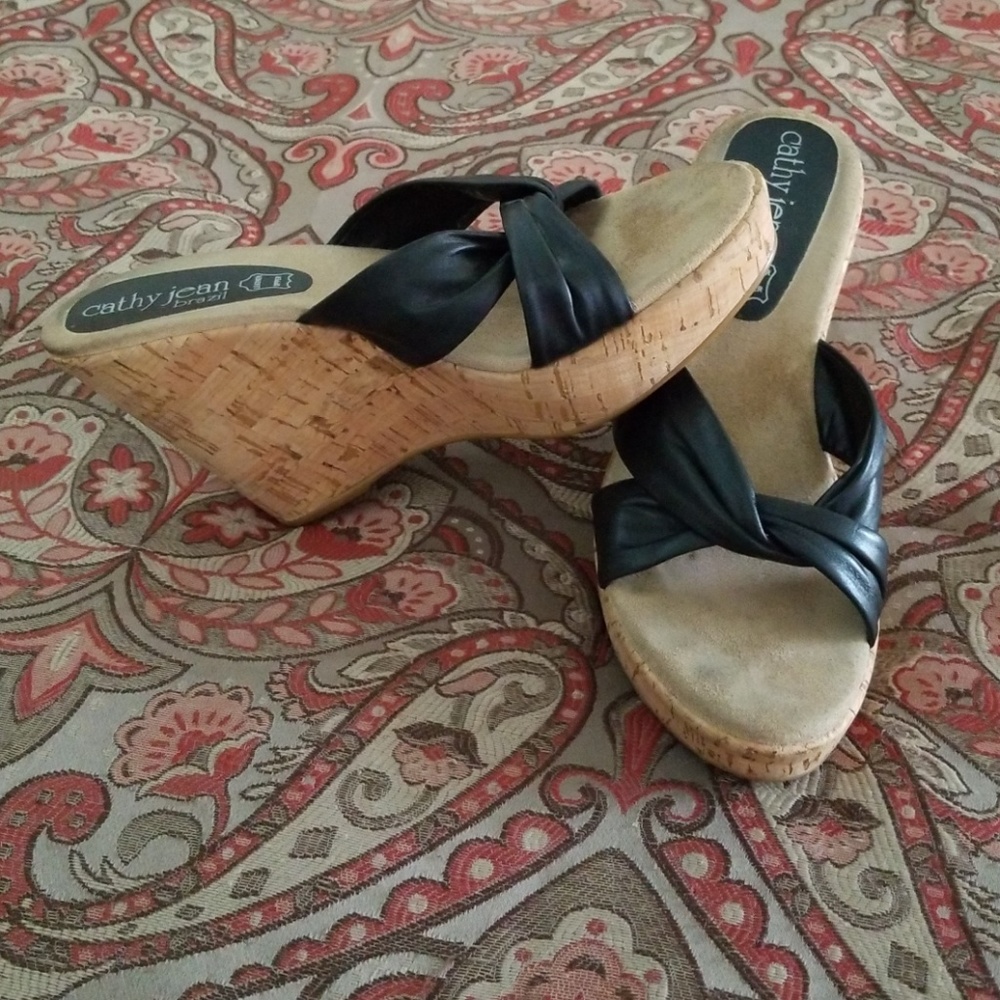 Black Wedge (cork) Heels